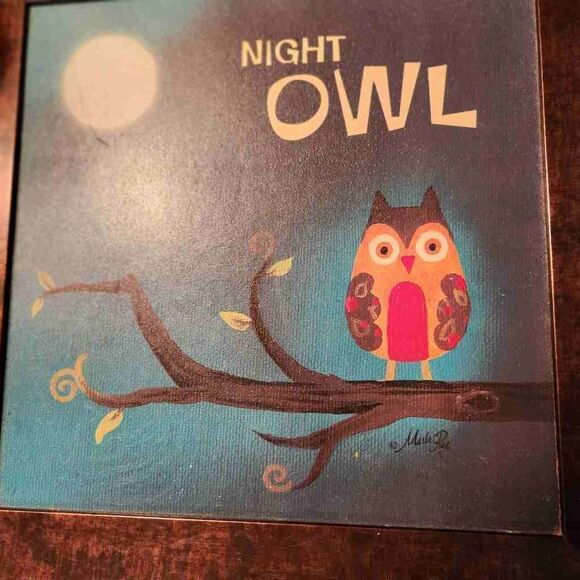 Night Owl Marla 12x12 Textured Print Framed 12x12 - Picture 2 of 6